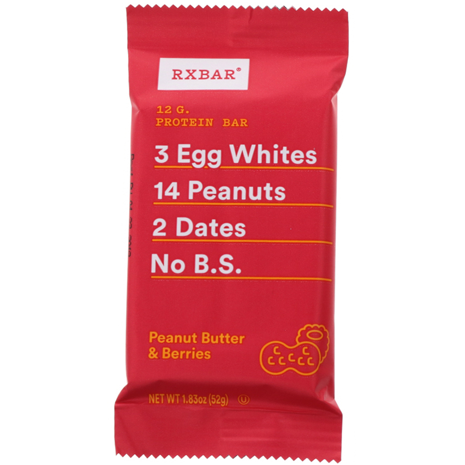 RXBAR, Barra de Proteína, Manteiga de Amendoim e Frutos Silvestres, 12 Barras, 1,83 oz (52 g) Cada - Imagem 4