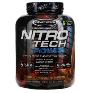Muscletech, Nitro Tech Power, Proteína de Soro de Leite com Amplificação Muscular Definitiva, Triple Chocolate Supreme, 1,81 kg (4,00 lbs)