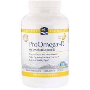 Nordic Naturals, ProOmega-D, Limão, 180 Cápsulas Softgel