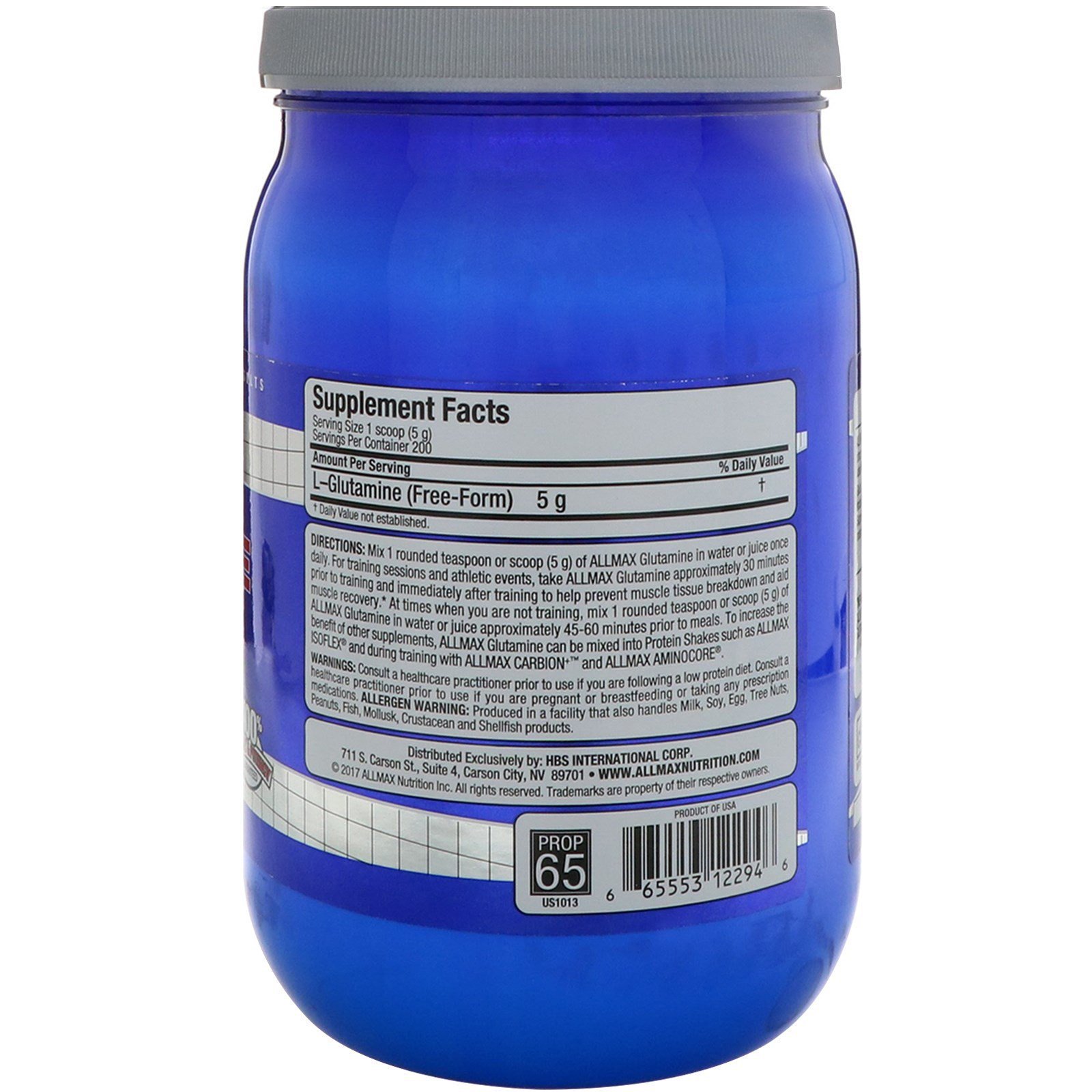 ALLMAX Nutrition, Glutamina Micronizada 100% Pura, Sem Glúten + Vegana + Certificado Kosher, 2,20 lbs (1000 g) - Imagem 2