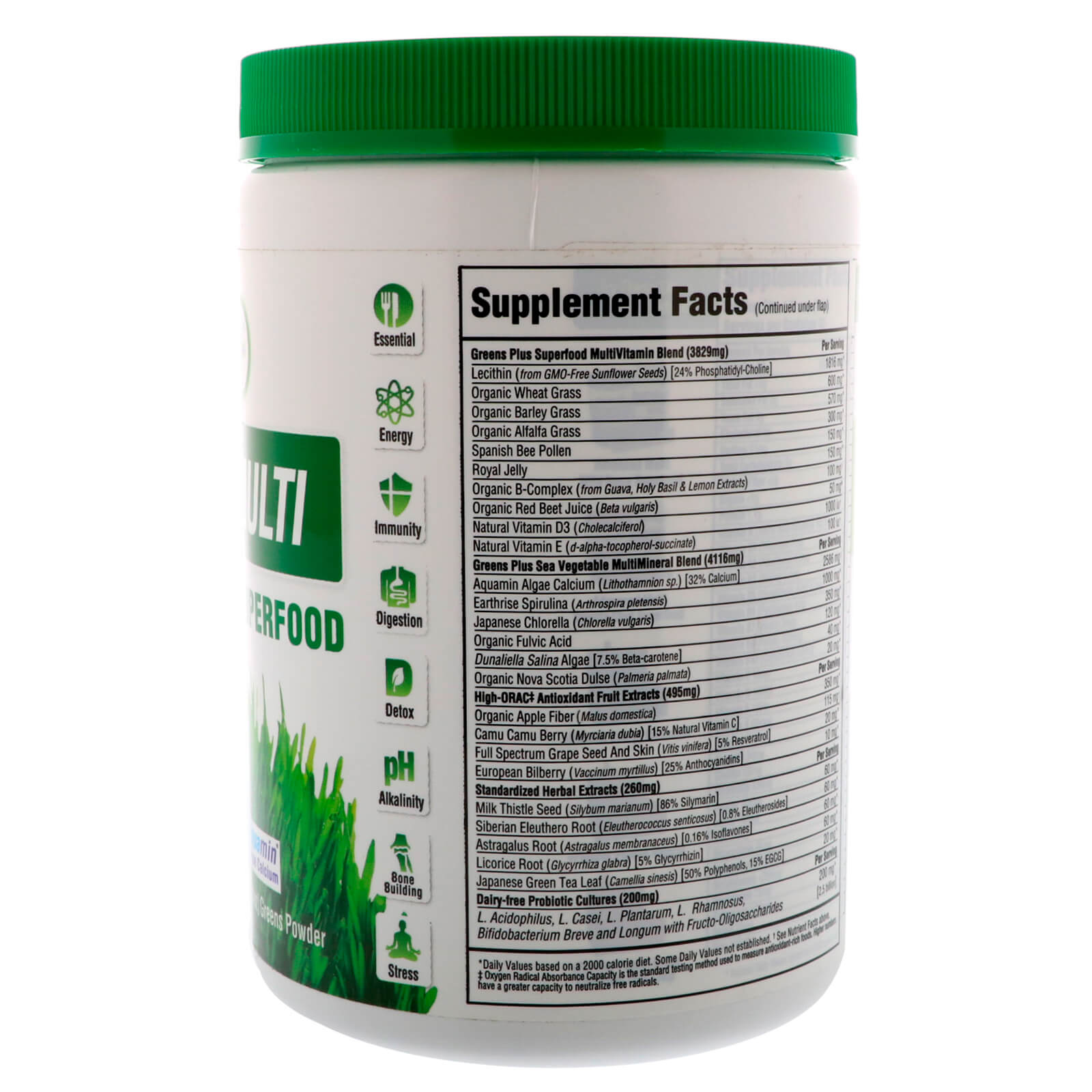 Greens Plus, Superalimento Puro Multi Avançado, 276 g (9,4 oz) de Pó Verde - Imagem 2