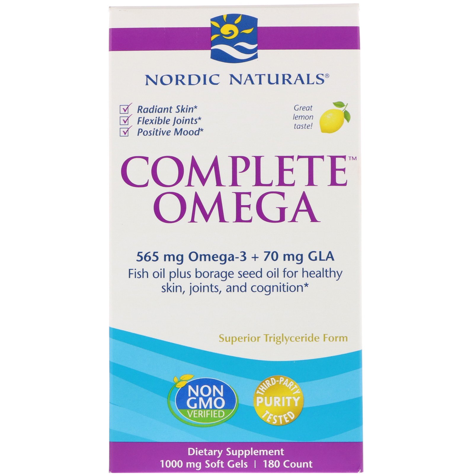 Nordic Naturals, Complete Omega, Limão, 1000 mg, 180 Cápsulas Gelatinosas