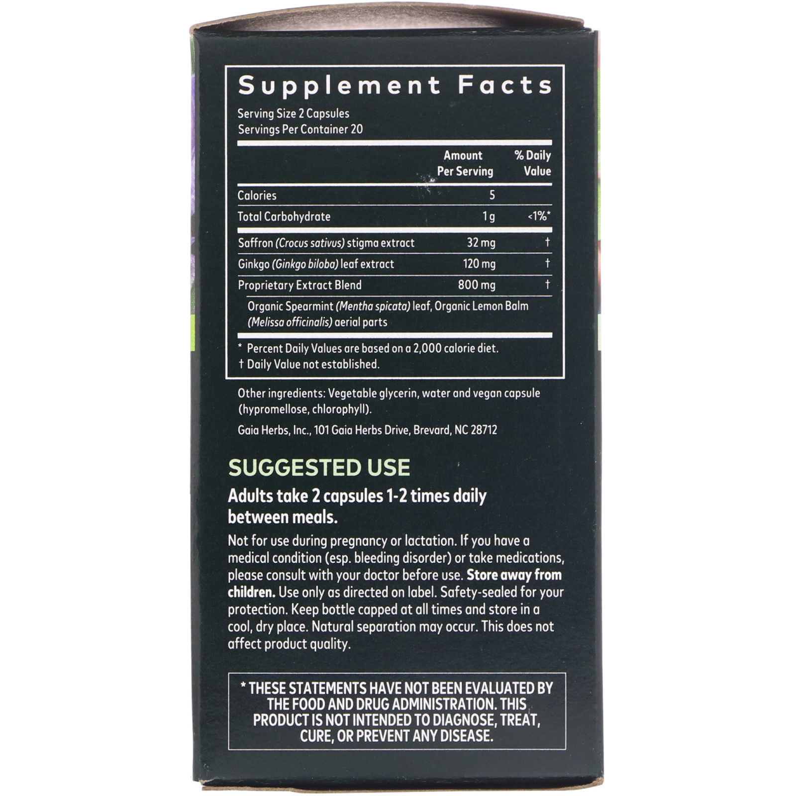 Gaia Herbs, Nootropic Focus, 40 Vegan Liquid Phyto-Caps - Imagem 2