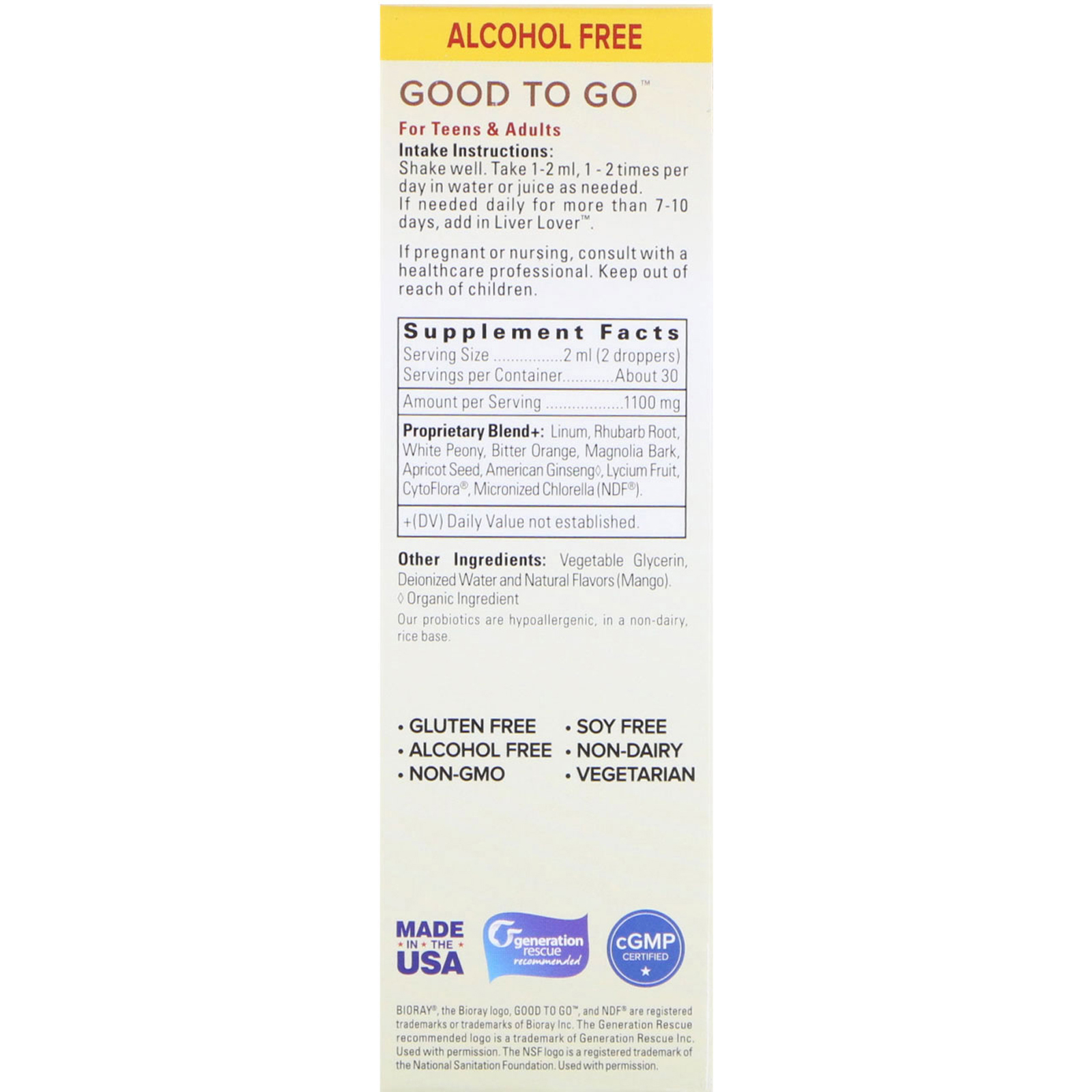 Bioray, Good To Go, Suporte Intestinal Relaxante, 2 fl oz (60 ml) - Imagem 2