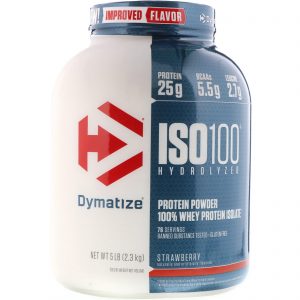 Dymatize Nutrition, ISO100, Hidrolisado, Isolado Proteico de Soro de Leite 100%, Morango, 2,3 kg (5 lbs)