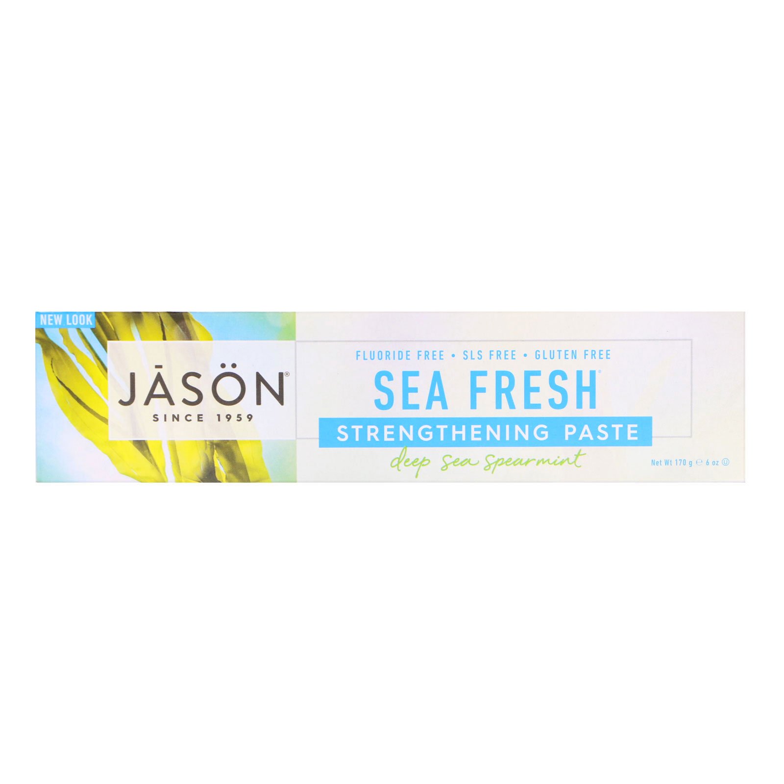 Jason Natural, Creme Dental Fortalecedor Sea Fresh, Deep Sea Spearmint, 170 g (6 oz)
