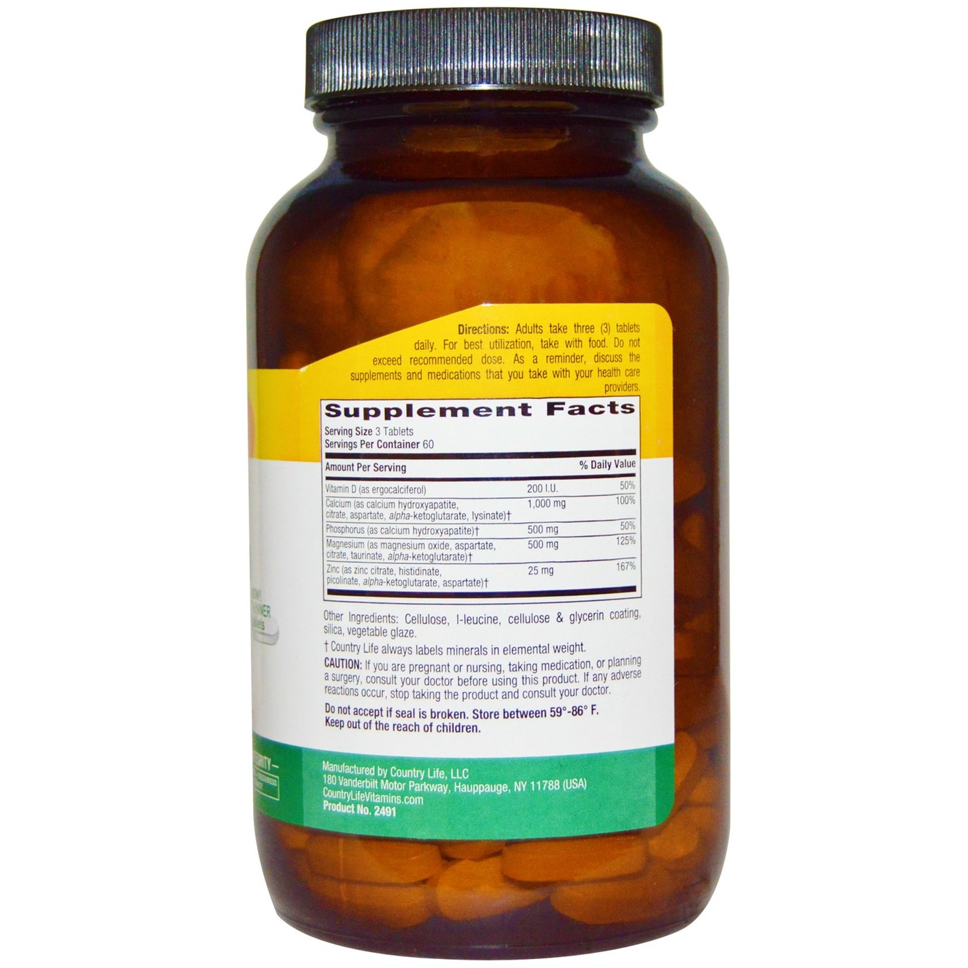 Country Life, Target-Mins® Cal-Mag-Zinc com Vitamina D - 180 Comprimidos - Imagem 2