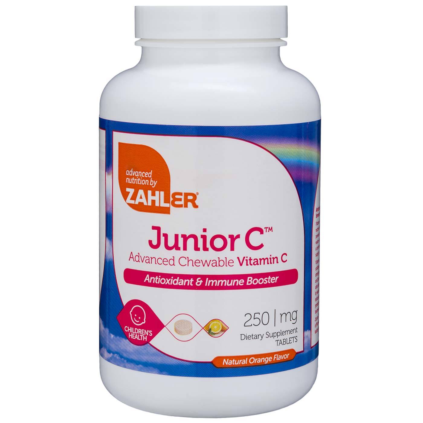 Junior C Vitamina C 250 mg Zahler Orange 500 Tabletes Mastigáveis