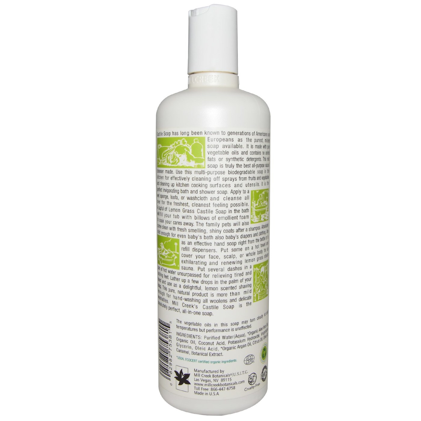 Mill Creek Old Fashioned Pure Castile Soap, Limãograss - 16 fl oz - Imagem 2