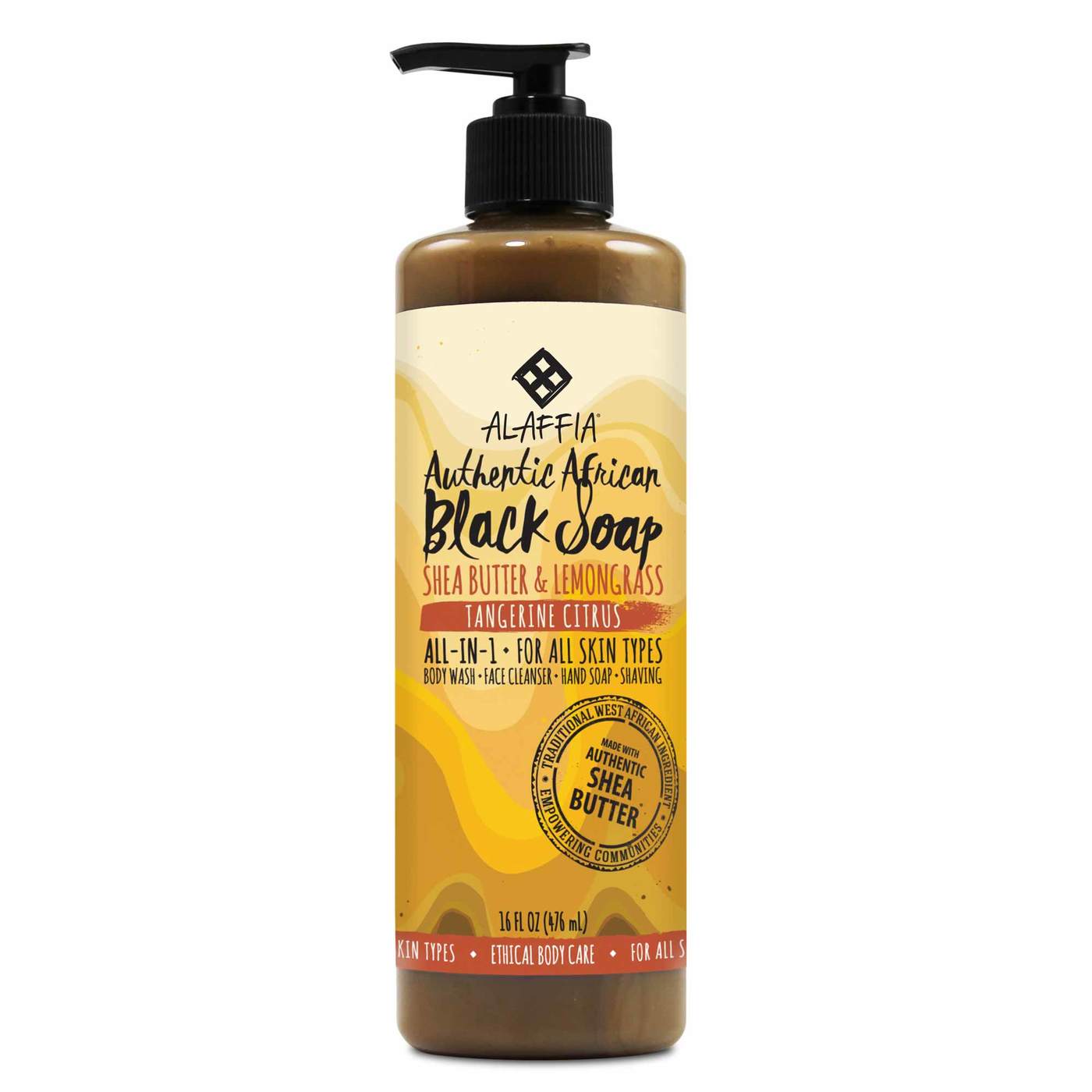 Alaffia Authentic Preto Soap, tangerina - 16 oz