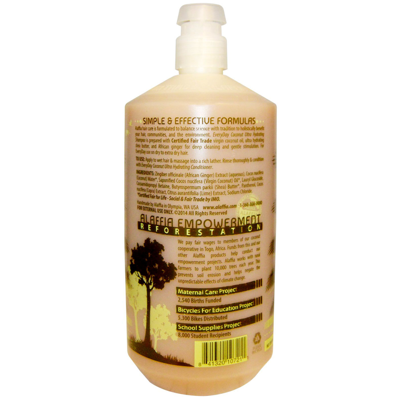 Alaffia Everyday Coconut Xampu, Cal de coco - 32 oz - Imagem 2