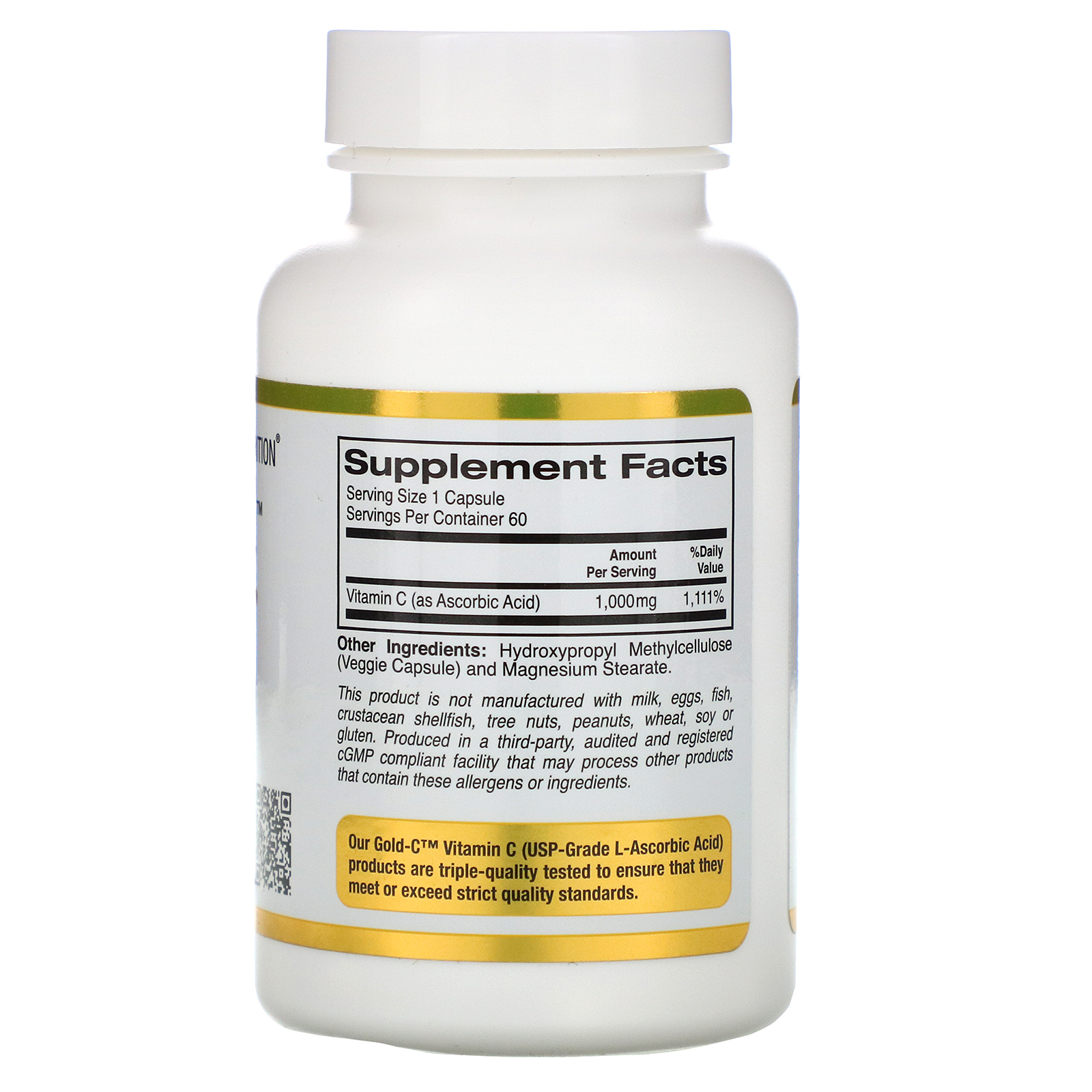 California Gold Nutrition, Gold C, Vitamina C, 1.000 mg, 60 Cápsulas Vegetais - Imagem 2