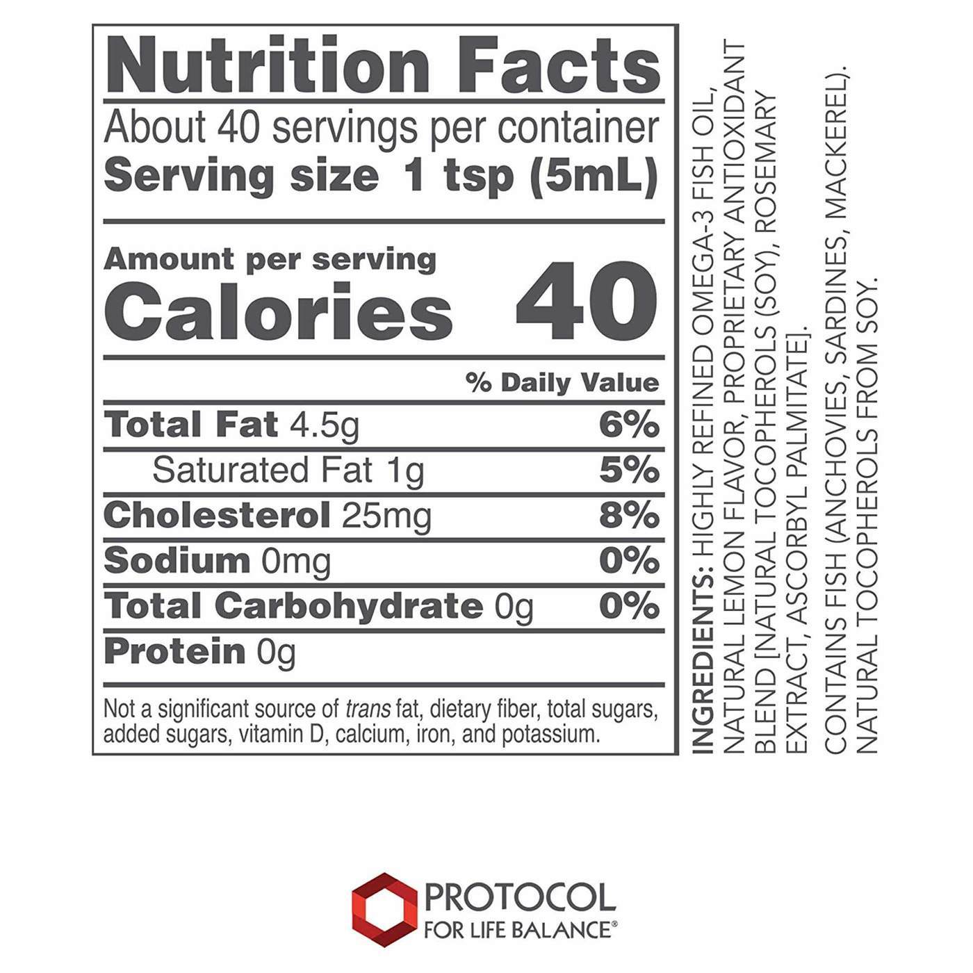 Protocol for Life Balance Omega-3 - Limão - 7 fl oz - Imagem 2