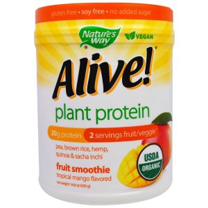 Nature's Way Orgânico Alive Plant Proteína Smoothie, Manga tropical - 10 Servings