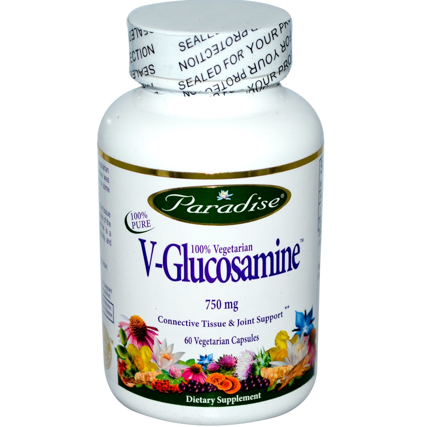 Paradise Herbs, V-Glucosamina 750 mg - 60 Cápsulas Vegetarianas