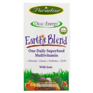Paradise Herbs, Earth's Blend™ Multivitamínico com Ferro - 60 Cápsulas Vegetarianas