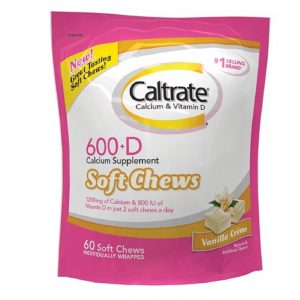 Caltrate, Cálcio e Vitamina D - 600+D, Creme de Baunilha - 60 Comprimidos Mastigáveis