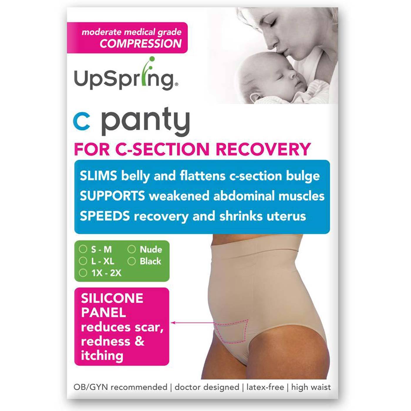 UpSpring High Waist Incision Care C-Panty, Nu - 1X/2X (size 18-24)