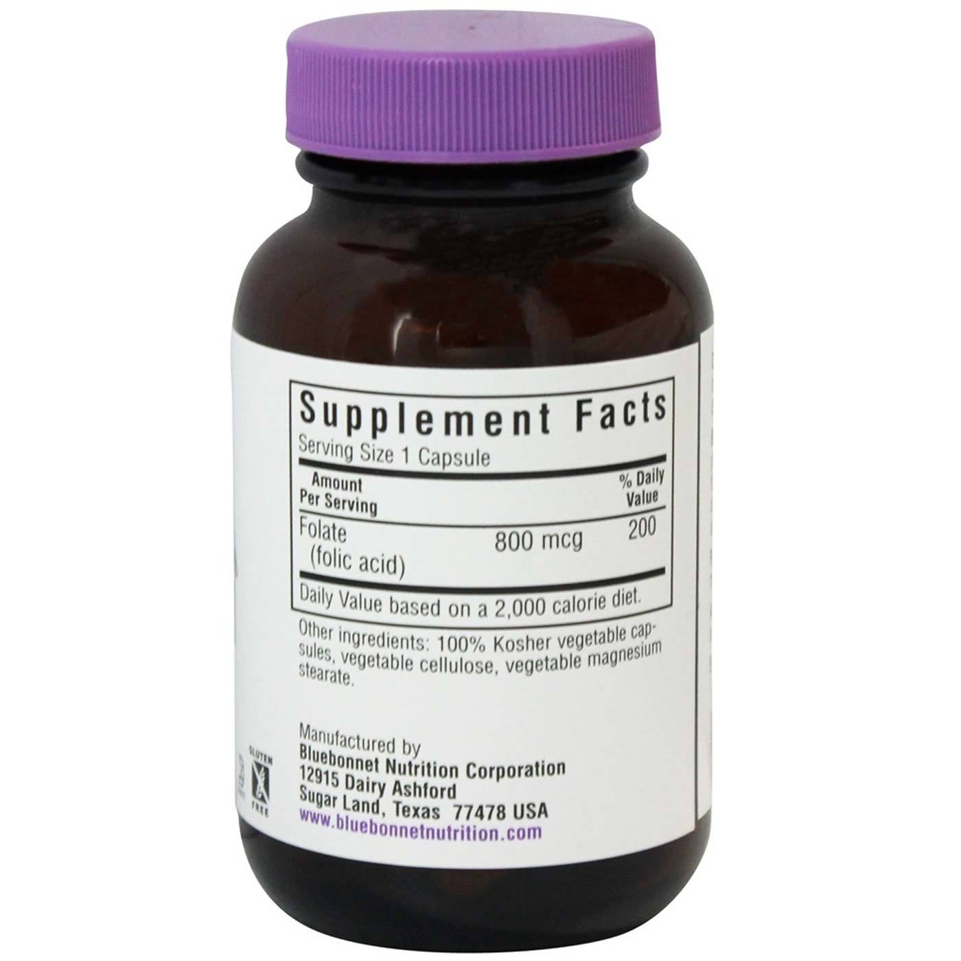 Bluebonnet Nutrition Folic Acid - 800 mcg - 90 Cápsulas Vegetarianas - Imagem 2