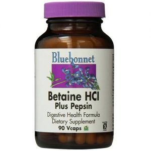 Bluebonnet Nutrition Betaine HCI mais Pepsin - 90 Cápsulas Vegetarianas