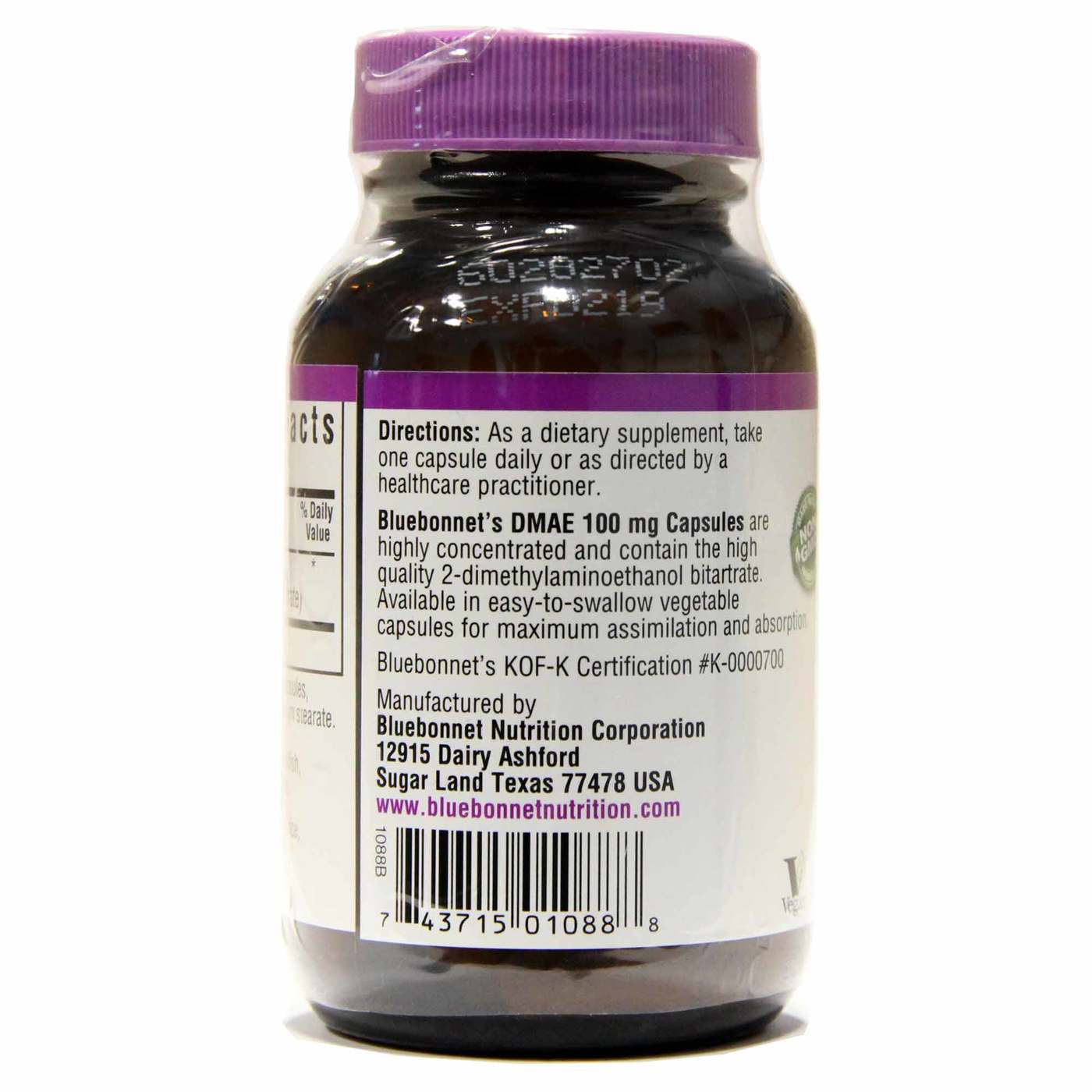 Bluebonnet Nutrition DMAE - 100 mg - 50 Cápsulas Vegetarianasule - Imagem 3