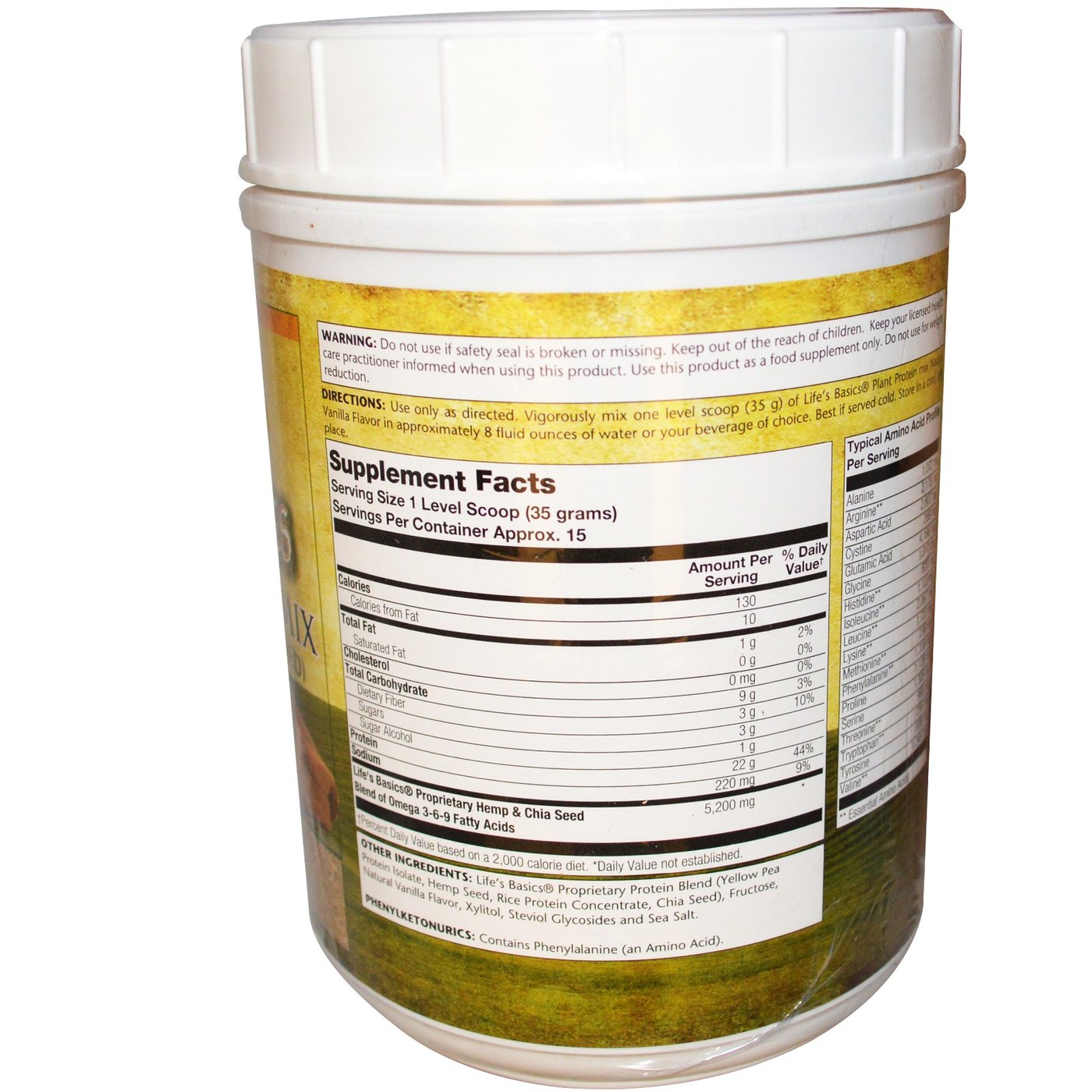 LifeTime Plant Proteína Mix, Baunilha Natural - 18.52 oz - Imagem 2