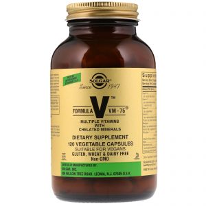 Solgar, Formula V, VM-75, Múltiplas Vitaminas com Minerais Quelatados, 120 Cápsulas Vegetais