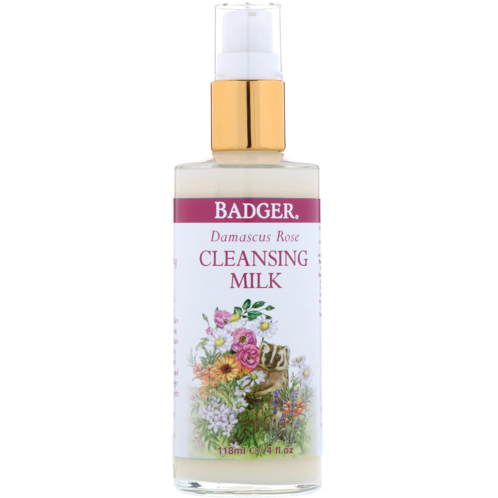 Badger Company, Rosa Damascena, Leite de Limpeza, 4 fl oz (118 ml) - Imagem 3