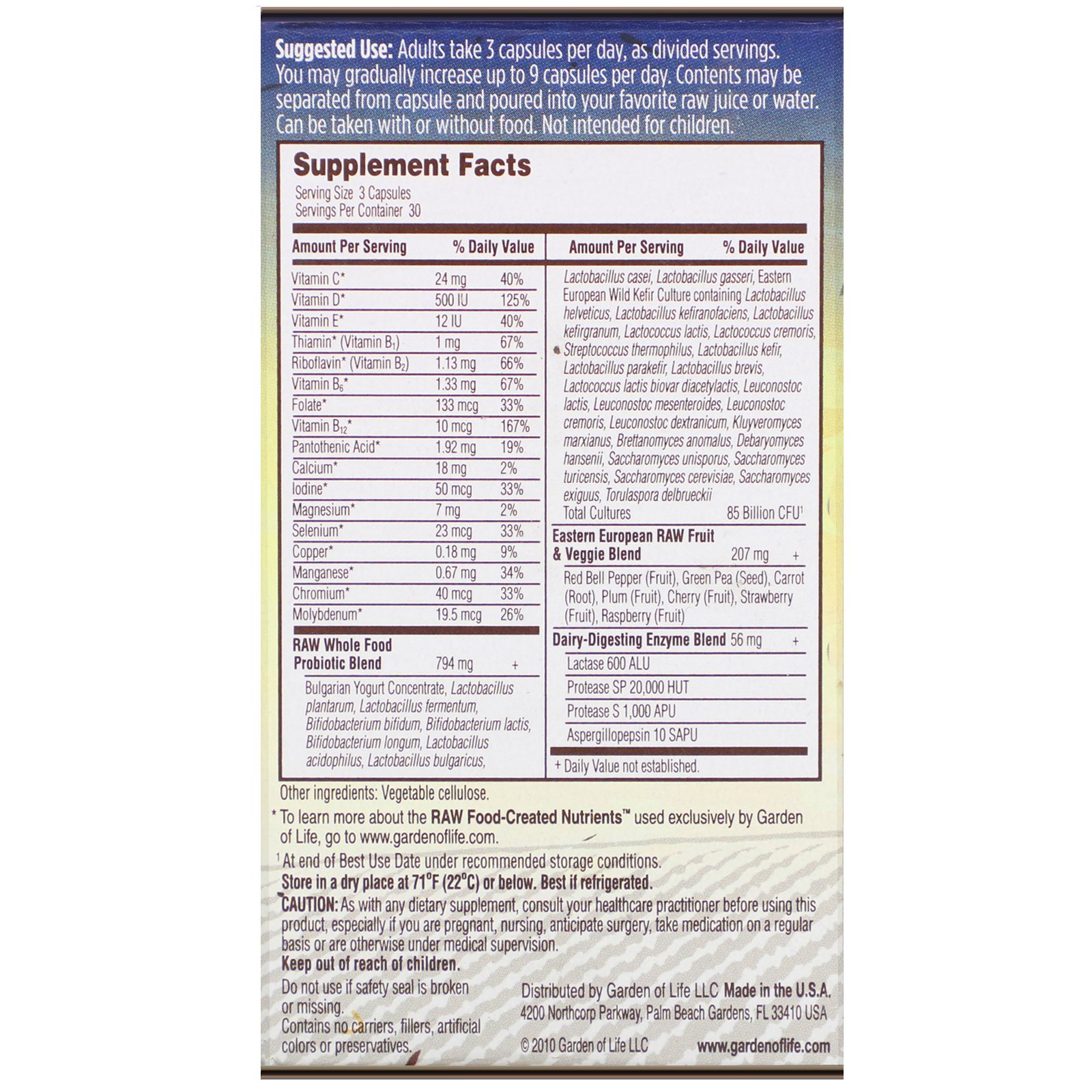 Garden of Life, RAW Probiotics, Men, 85 Bilhões de Culturas Vivas, 90 Cápsulas Vegetais - Imagem 2
