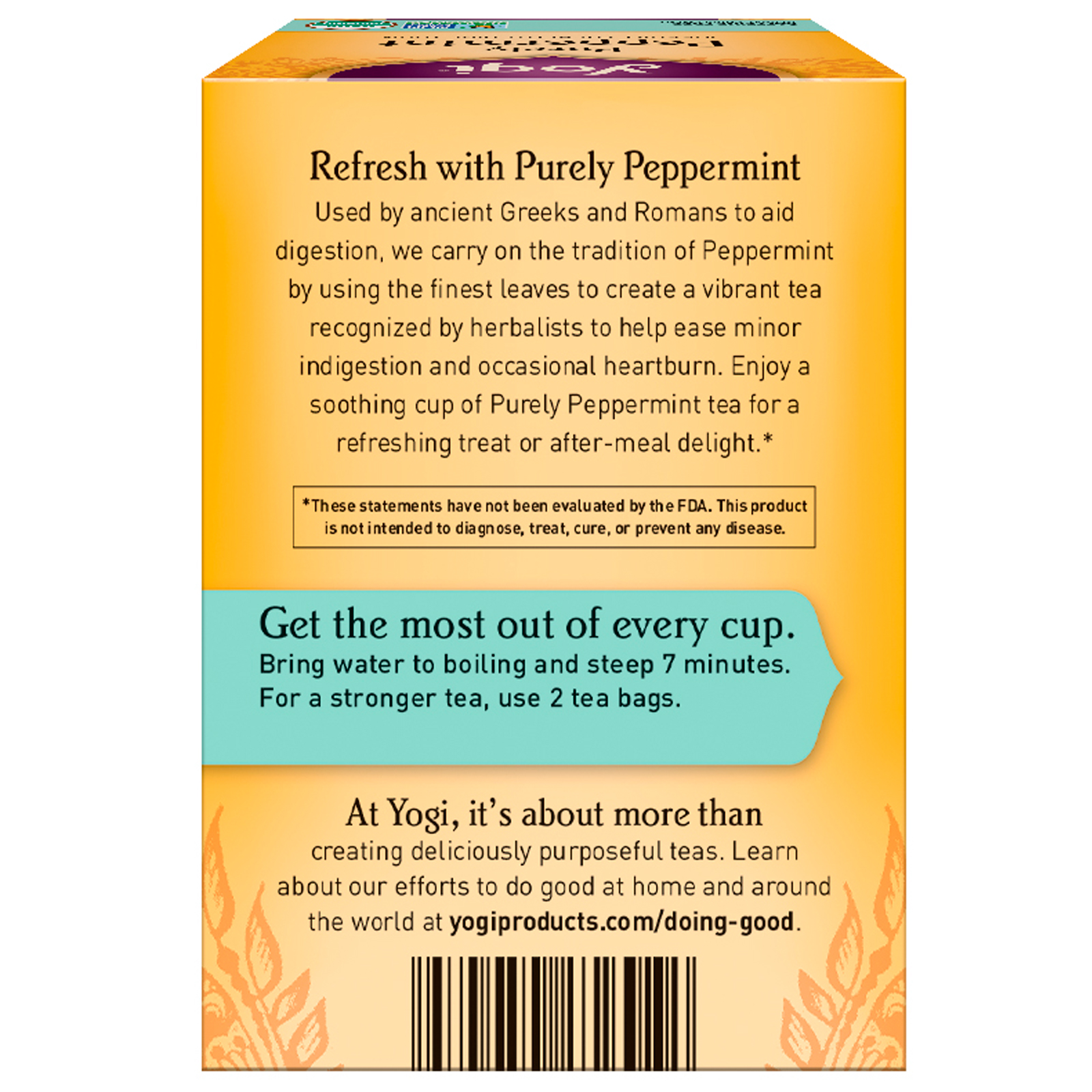 Yogi Tea, Orgânico, pura hortelã, sem cafeína, 16 sachês, 0,85 oz (24 g) - Imagem 2