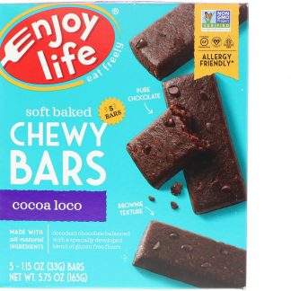 Enjoy Life Foods, Barras Masstigáveis Assadas, Cacau Loco, 5 Barras, 1,15 oz (33g) Cada