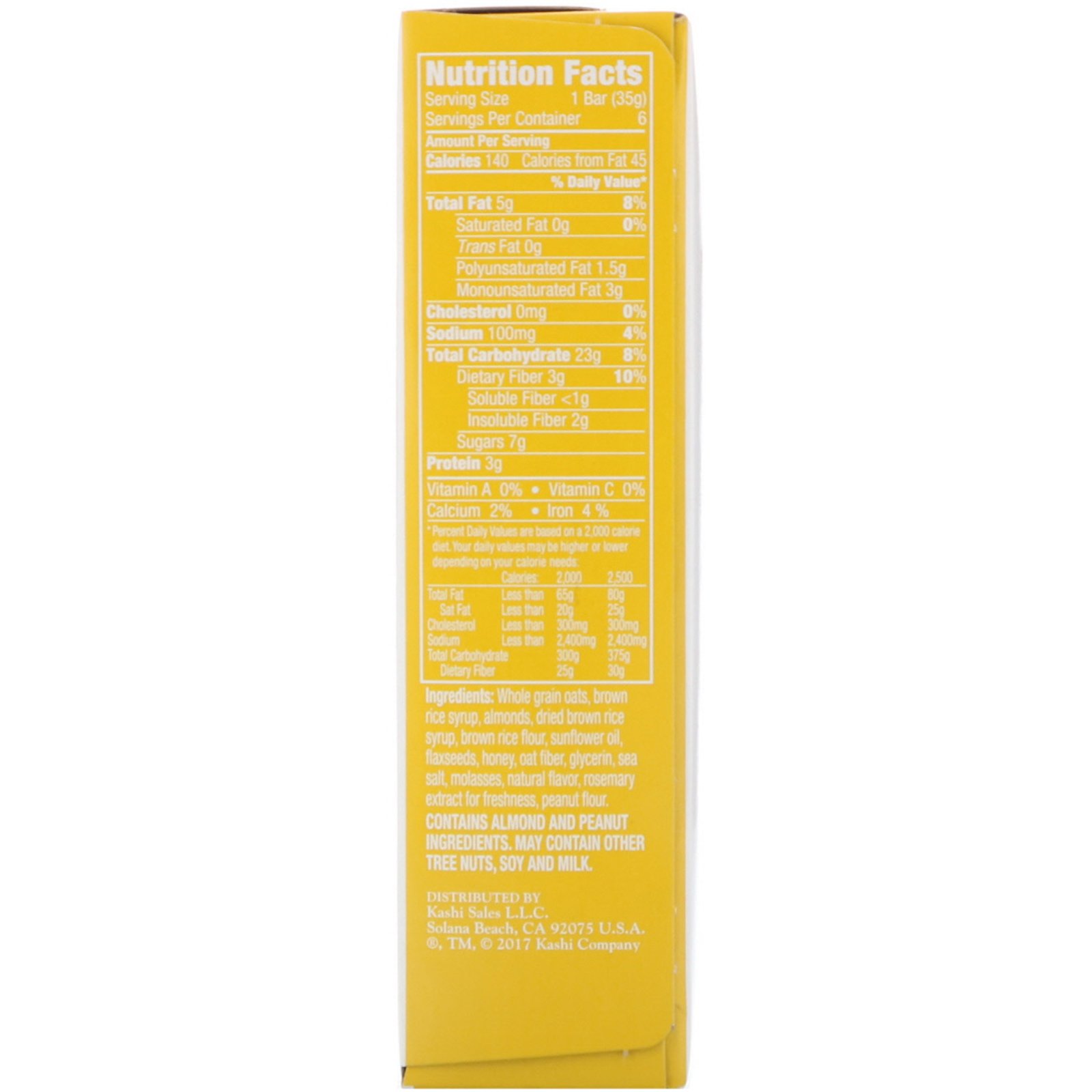 Kashi, Barras de Granola Consistentes Totalmente Naturais TLC, Amêndoas com Linhaça e Mel, 6 - 1,2 oz (35 g) a Barras - Imagem 2