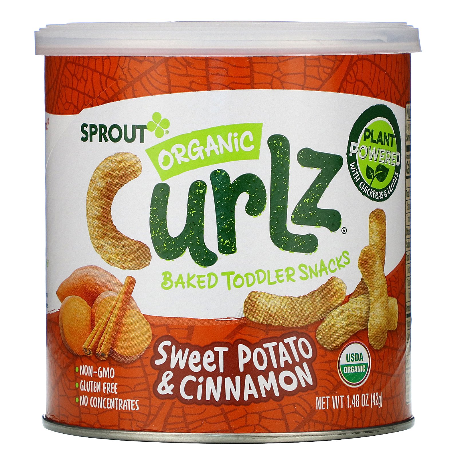 Sprout Organic, Curlz, batata doce e canela, 1,48 oz (42 g)