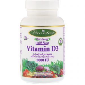 Paradise Herbs, Earths Blend, Vitamin D3, 5,000 IU, 90 Vegetarian Capsules