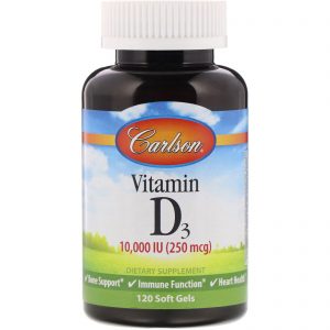 Carlson Labs, Vitamina D3, 250 mcg (10.000 UI), 120 Cápsulas Softgel