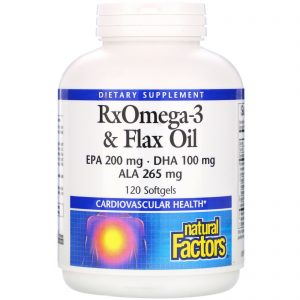 Natural Factors, RxOmega-3 & Óleo de linhaça, 120 cápsulas softgel