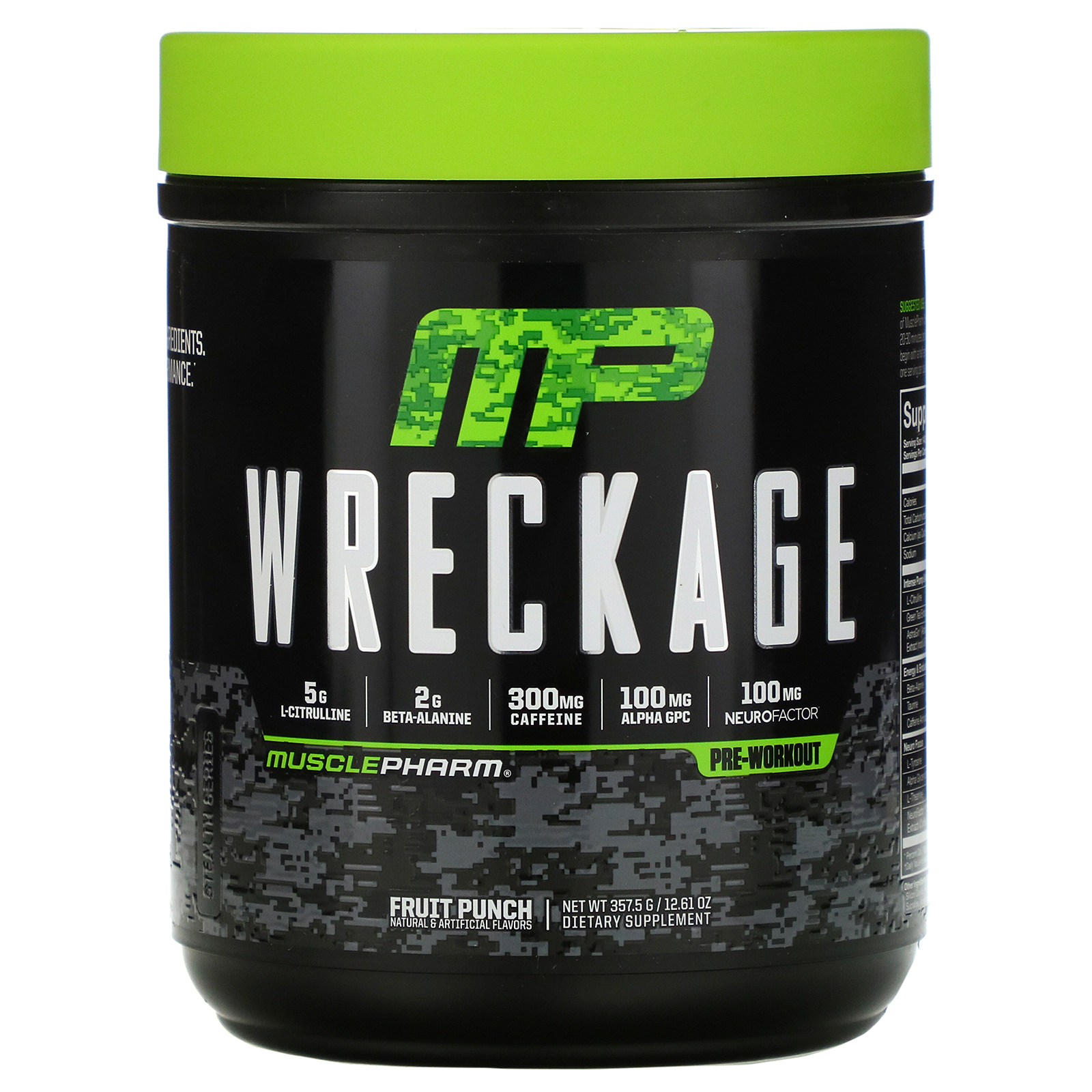 MusclePharm, Wreckage, Pré-Treino, Ponche de Frutas, 357,5 g (12,61 oz)