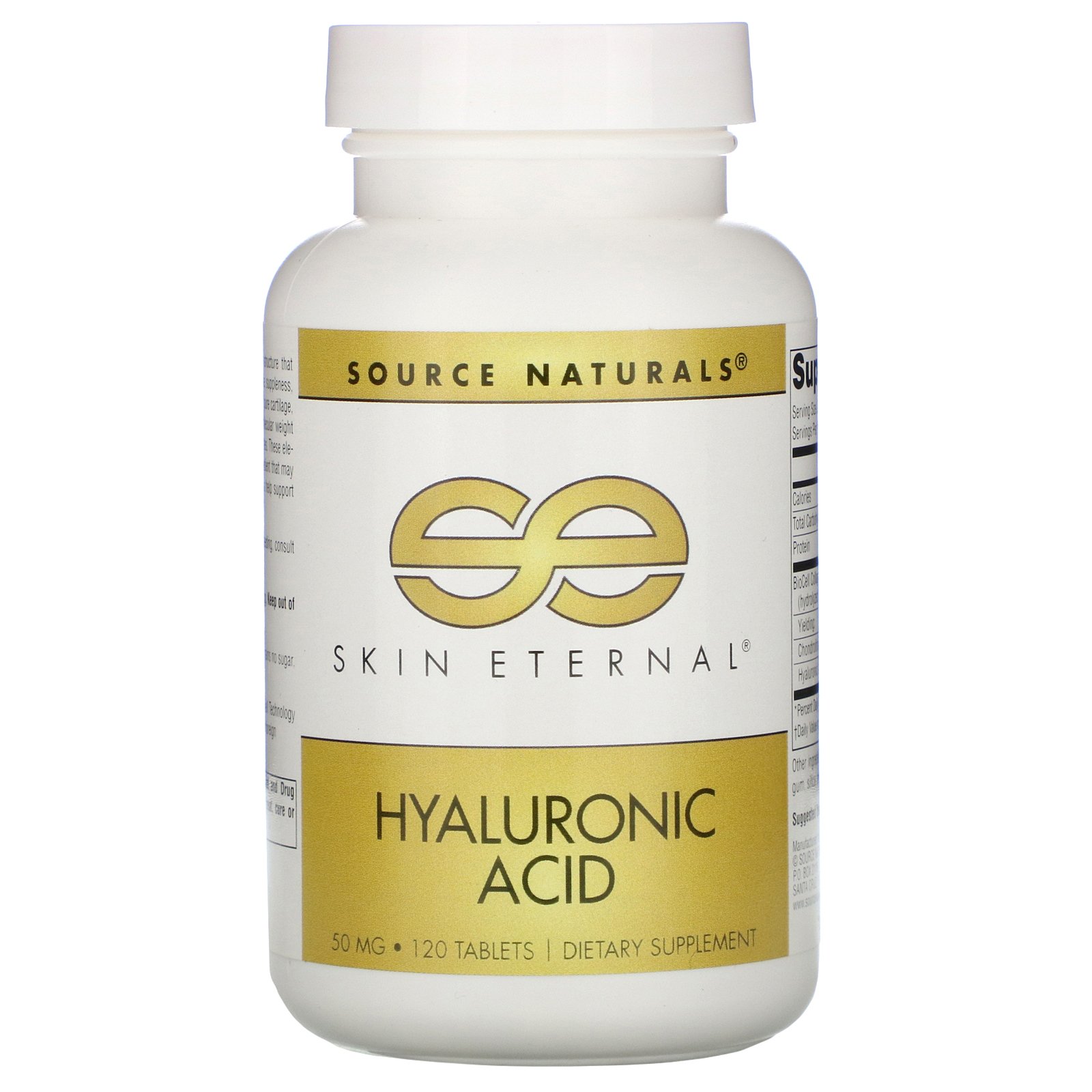 Source Naturals, Ácido Hialurônico Skin Eternal, 50 mg, 120 Comprimidos