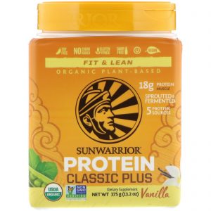 Sunwarrior, Proteína Clássica Plus, Orgânica e de Base Vegetal, Baunilha, 13,2 oz (375 g)
