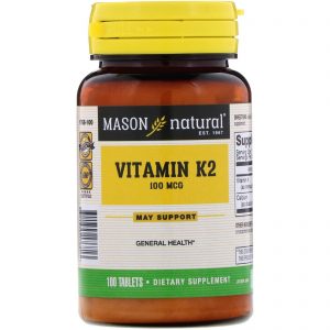 Mason Natural, Vitamina K2, 100 mcg, 100 Comprimidos