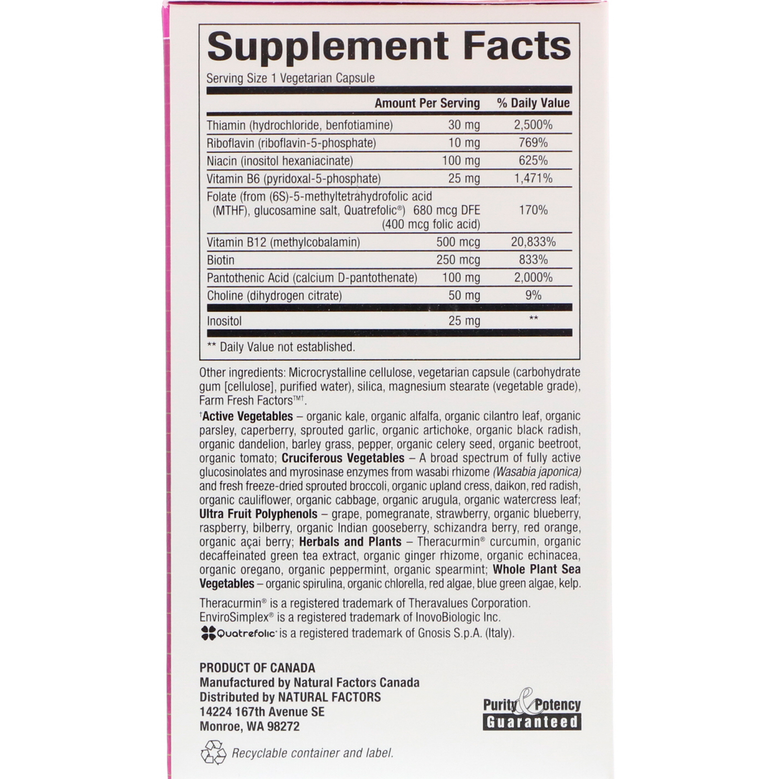 Natural Factors, BioCoenzymated, Complexo B Ativo, 60 Cápsulas Vegetais - Imagem 2