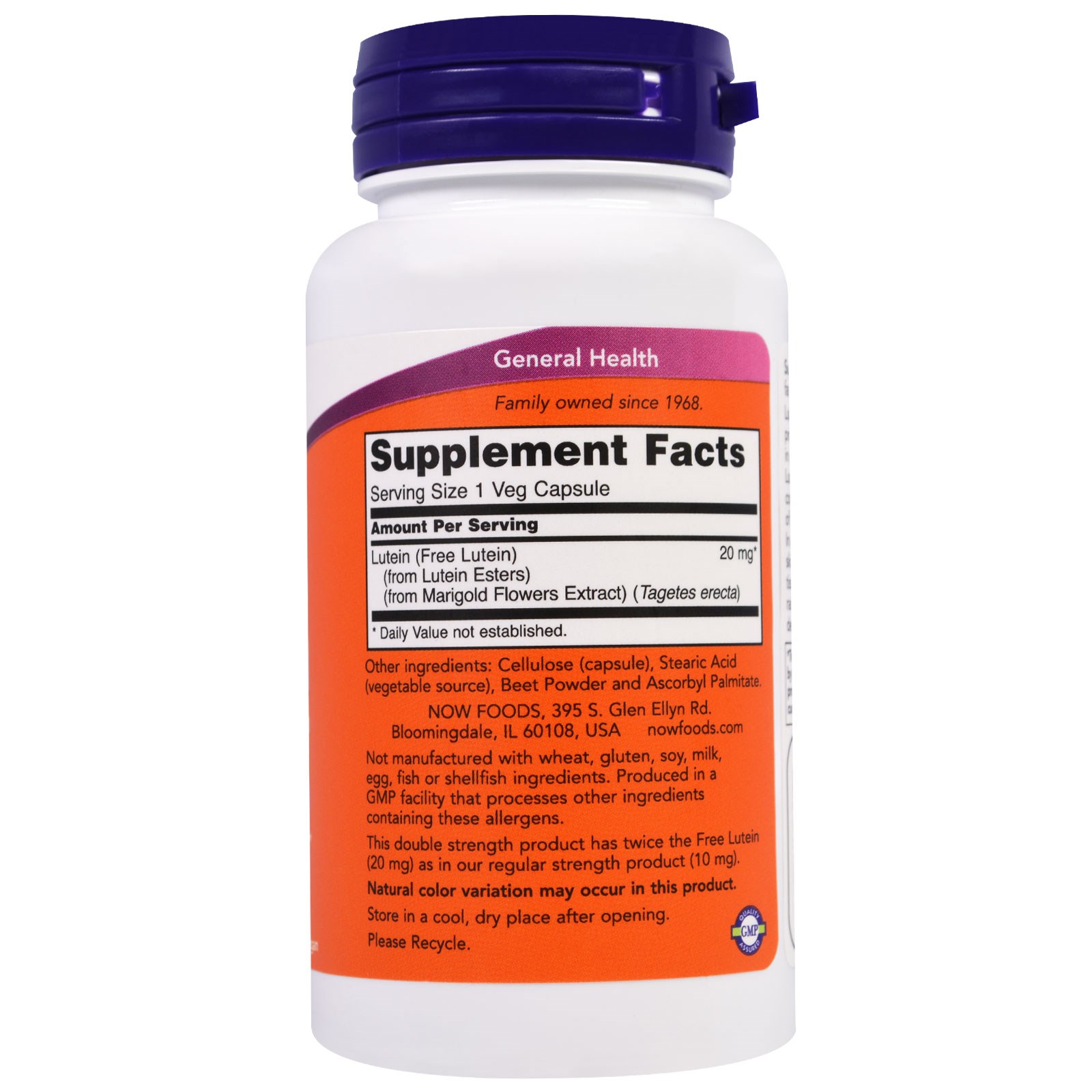 Now Foods, Lutein, Double Strength, 90 Veg Capsules - Imagem 2