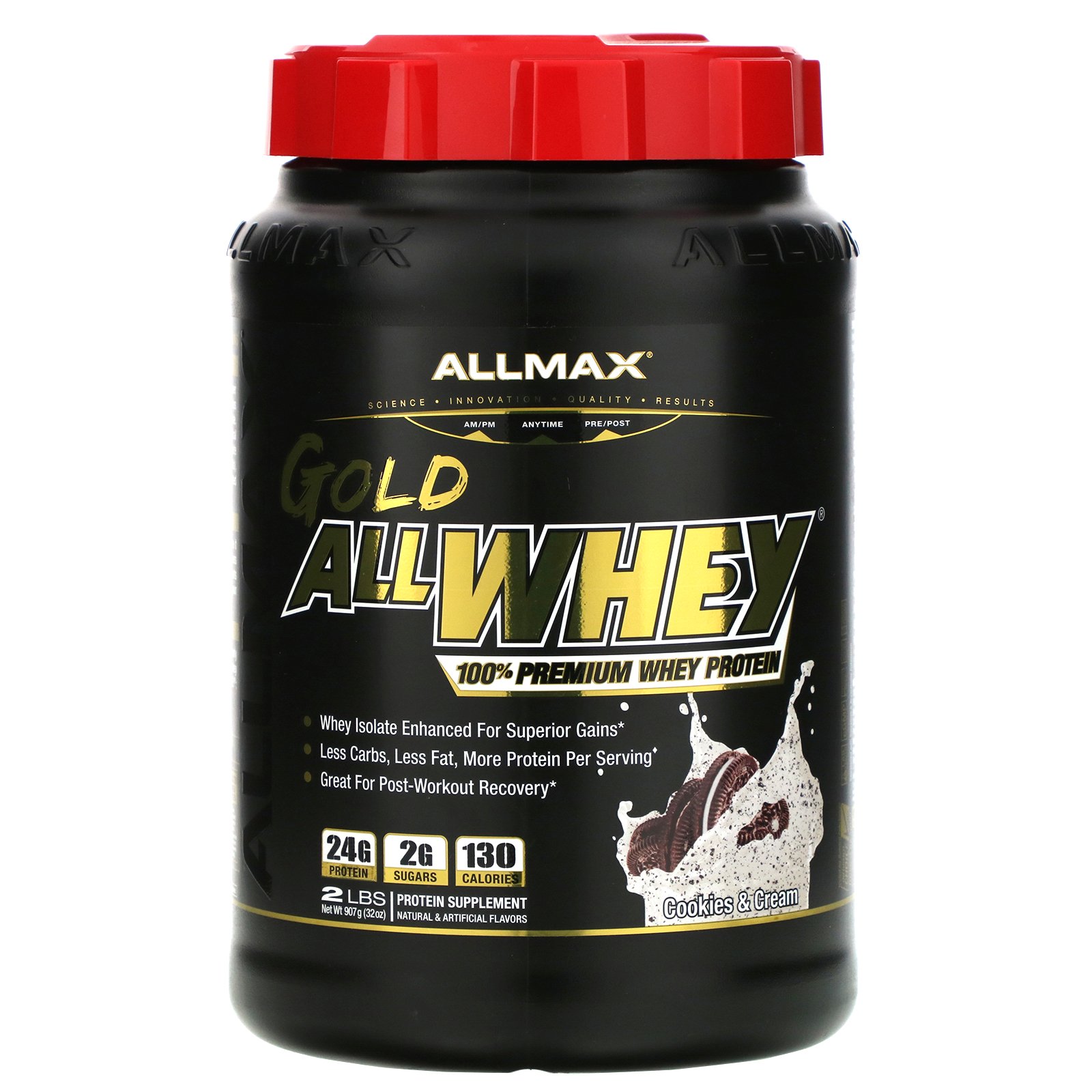 ALLMAX Nutrition, AllWhey Gold, 100% Proteína Whey + Isolado de Proteína Whey Premium, Cookies e Creme, 907 g (2 lbs).