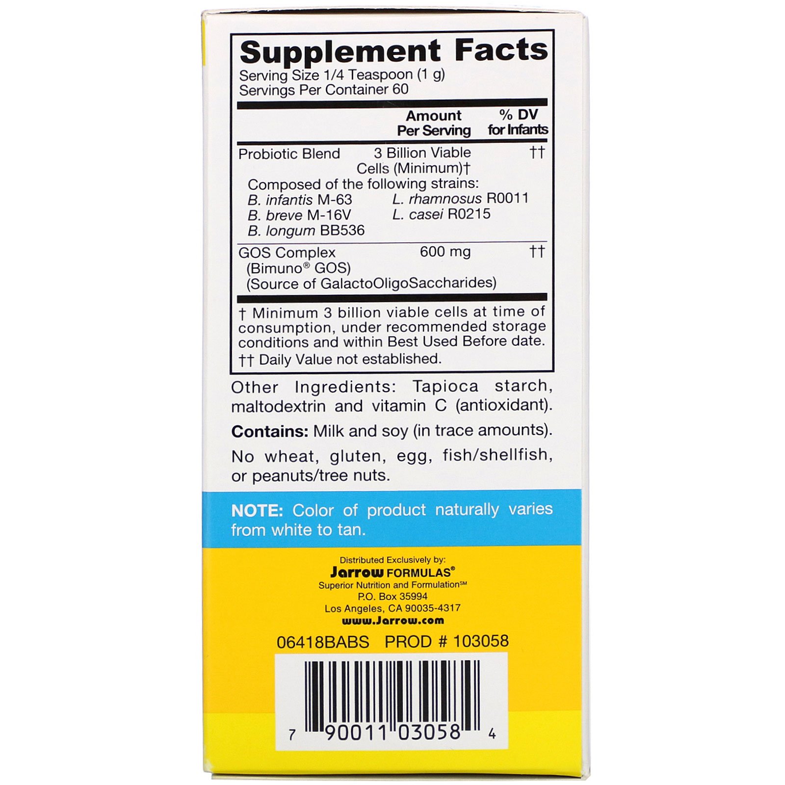 Jarrow Formulas, Jarro-Dophilus Baby, Baby's Probiotic, 3 Months - 4 Years, 3 Billion Live Bacteria, 2.1 oz (60 g) - Imagem 2