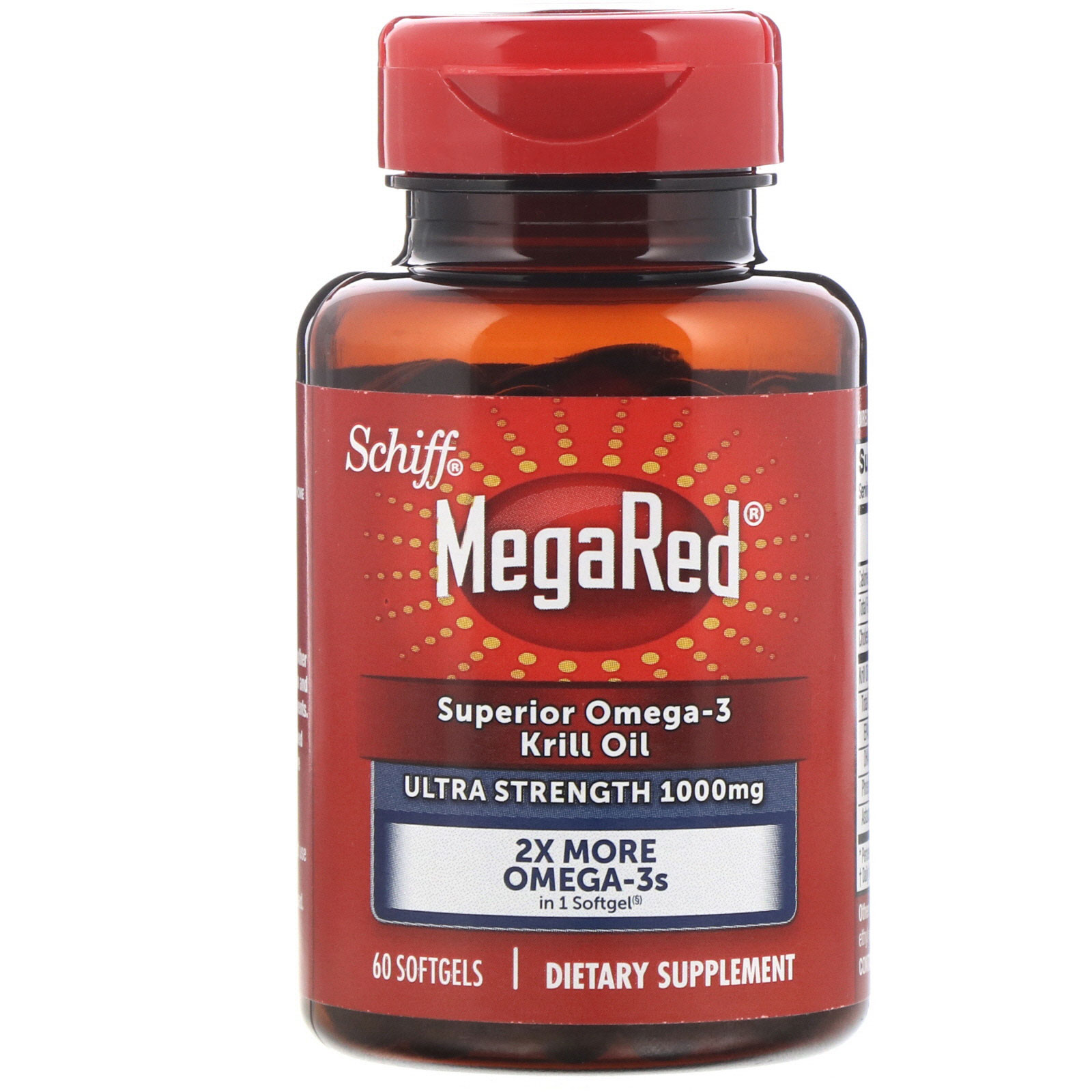 Schiff, MegaRed, Superior Omega-3 Krill Oil, 1,000 mg, 60 Softgels - Imagem 3