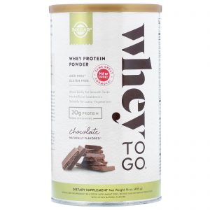 Solgar, Whey To Go, Proteína de Soro de Leite em Pó, Chocolate, 455 g (16 oz)