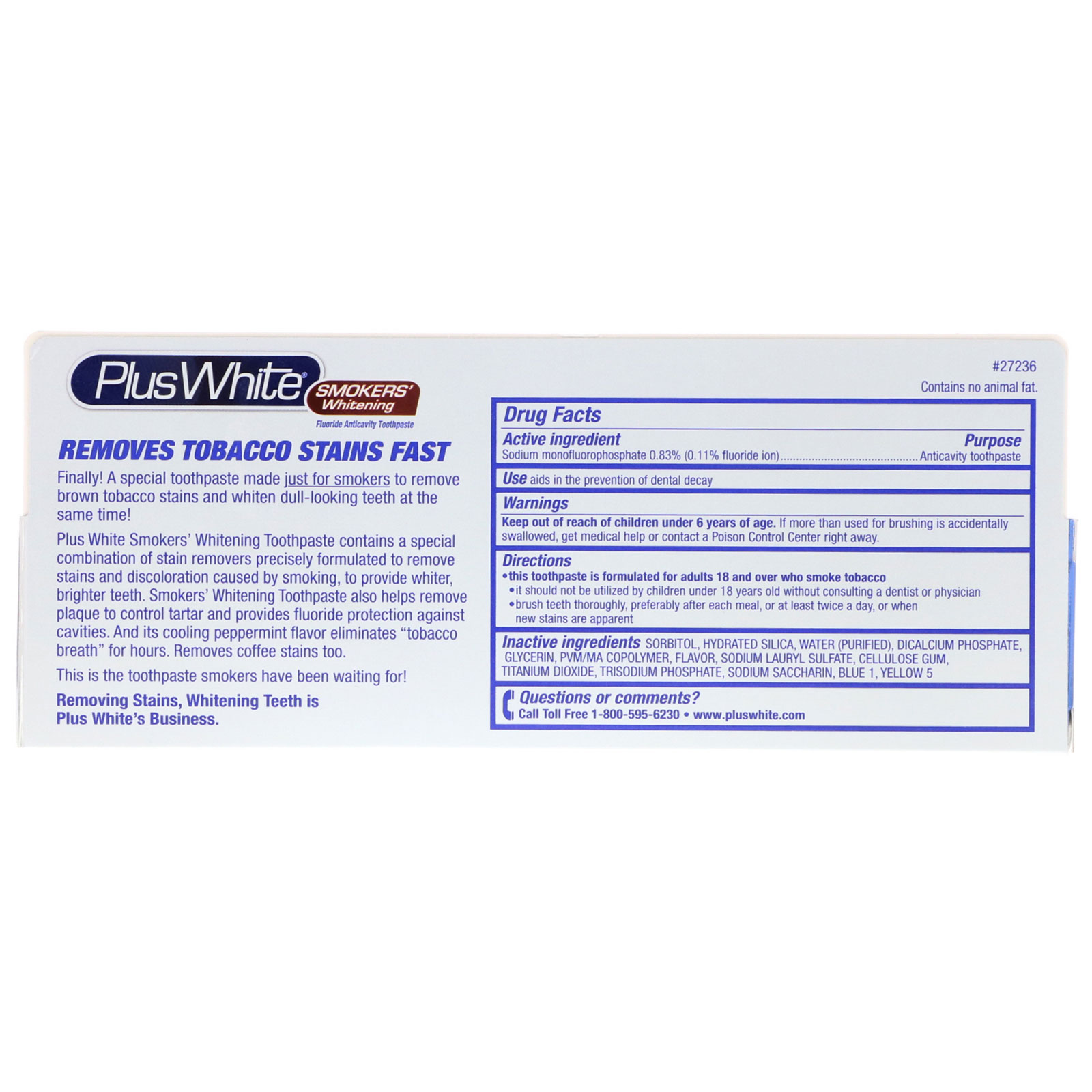 Plus White, The Smokers' Whitening Toothpaste, Cool Peppermint Flavor, 3.5 oz (100 g) - Imagem 3