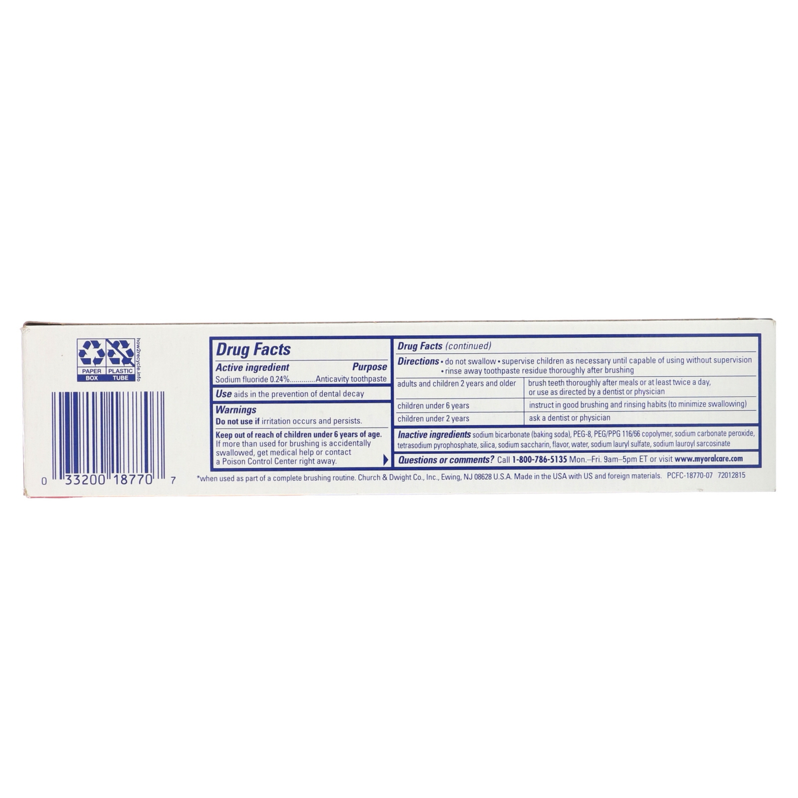 Arm & Hammer, PeroxiCare, Deep Clean Toothpaste, Fresh Mint, 6.0 oz (170 g) - Imagem 3