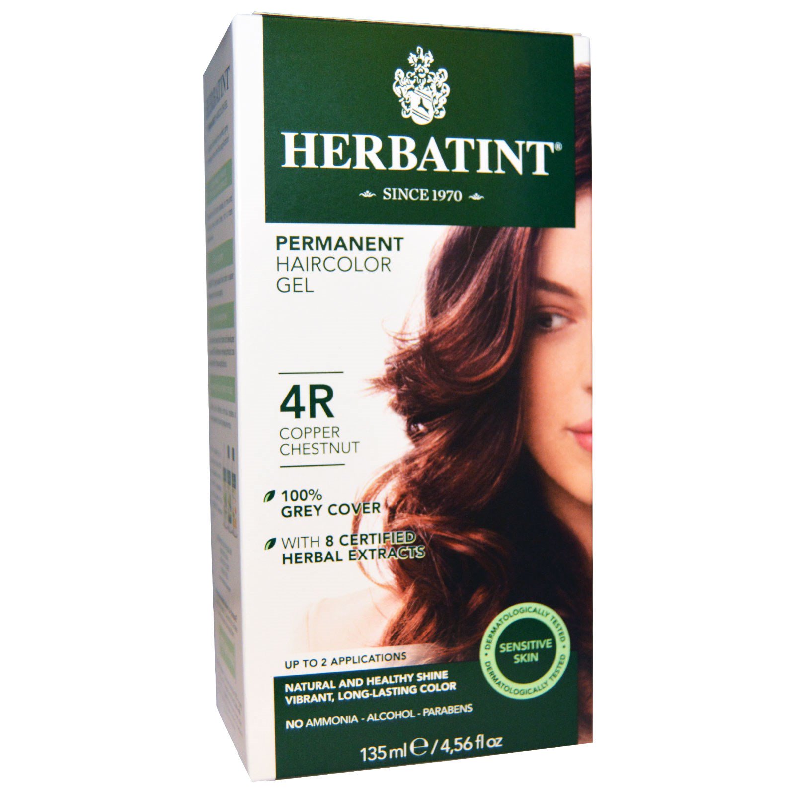 Herbatint, Permanent Herbal Haircolor Gel, 4R, Copper Chestnut, 4,56 fl oz (135 ml)