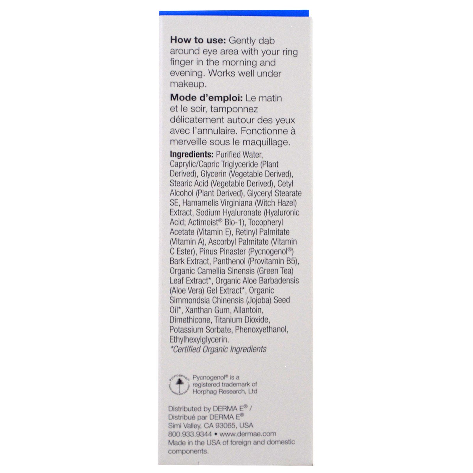 Derma E, Creme Hidratante para os Olhos com Ácido Hialurônico, 14 g (1/2 oz) - Imagem 2